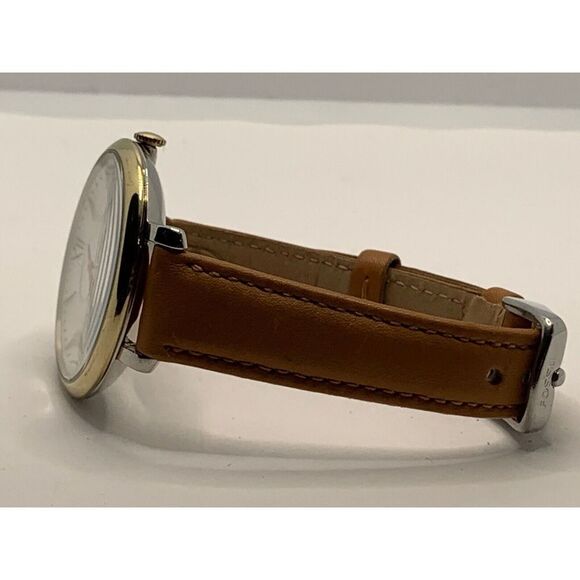 Fossil ES53487 Unisex Brown Leather Analog Beige Dial Quartz Wrist Watch RU155 - Picture 11 of 11